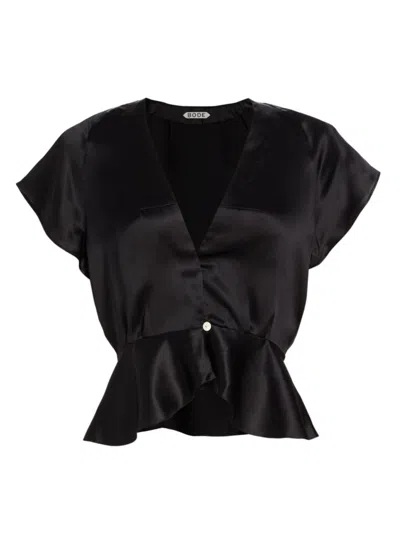 Bode Women's Freya Silk Top In Black