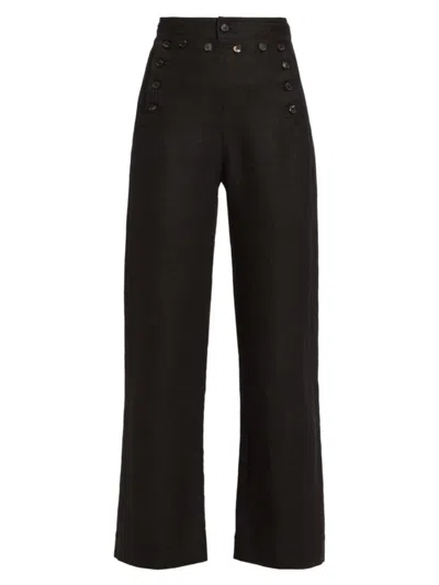 Bode Women's Linen Sailor Trousers In Black