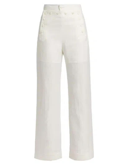 Bode Women's Linen Sailor Trousers In White