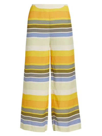 Bode Women's Sunset Stripe Crop Pants In Neutral
