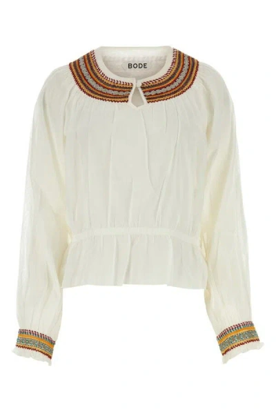 BODE BODE WOMEN WHITE COTTON GEORGETTE BLOUSE