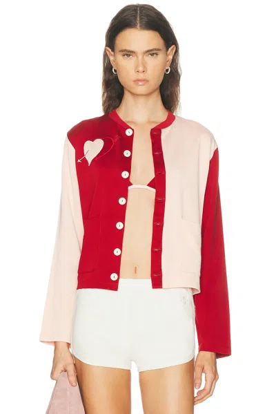 Bode Wonderland Embroidered Knitted Cardigan In Pink