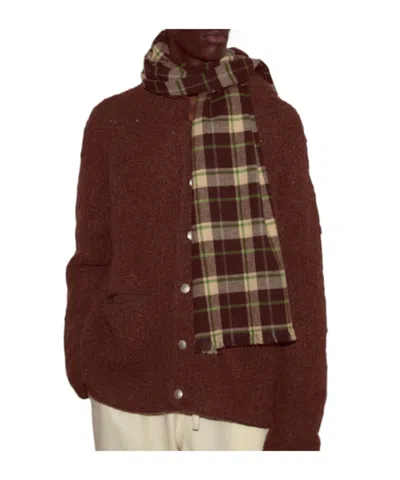 Bode Woodcrest Plaid Wool Scarf In Brown