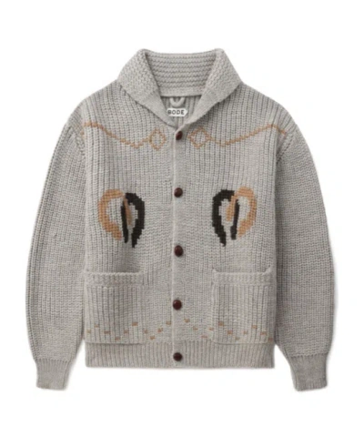 Bode Wool Blend Long-sleeved Knit Cardigan In Gray