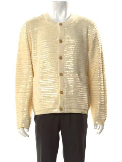 Pre-owned Bode Wool Crew Neck Cardigan In Yellow