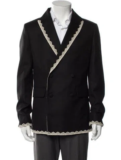 Pre-owned Bode Wool Embroidered Accent Blazer W/ Tags In Black