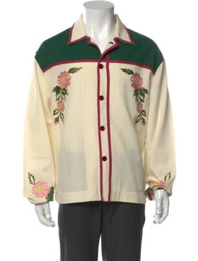 Pre-owned Bode Wool Floral Print Shirt In Neutrals
