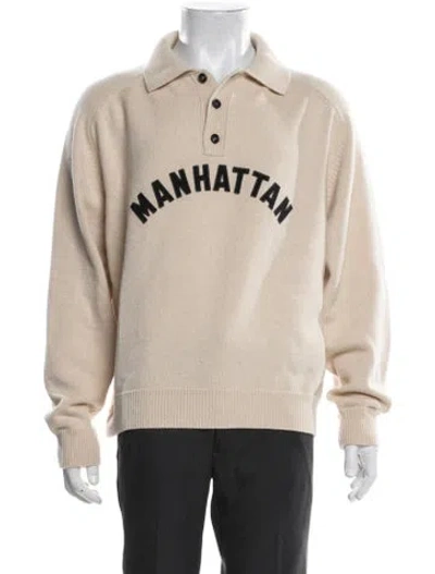 Pre-owned Bode Wool Graphic Print Polo Sweater In Neutrals
