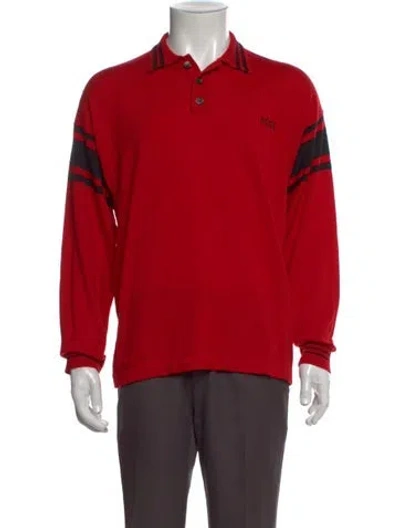 Pre-owned Bode Wool Graphic Print Polo Sweater In Red
