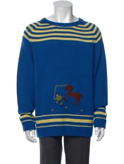 Pre-owned Bode Wool Graphic Print Pullover In Blue