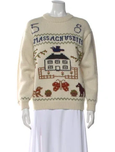 Pre-owned Bode Wool Graphic Print Sweater In Neutral
