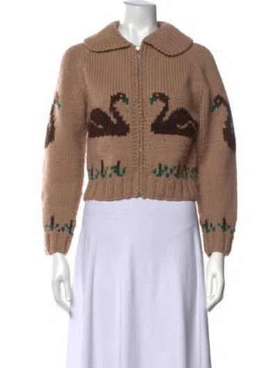 Pre-owned Bode Wool Graphic Print Sweater In Neutrals