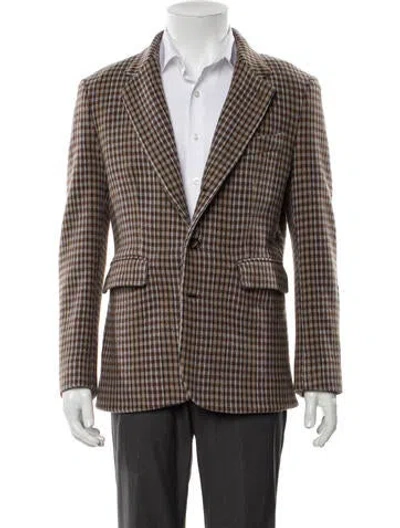Pre-owned Bode Wool Houndstooth Print Peacoat In Red