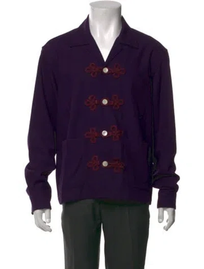 Pre-owned Bode Wool Long Sleeve Shirt In Purple
