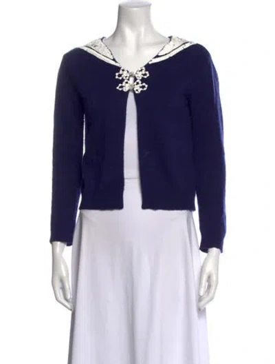 Pre-owned Bode Wool Open Front Sweater In Blue