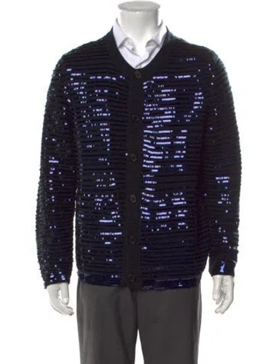 Pre-owned Bode Wool Patterned Cardigan In Black