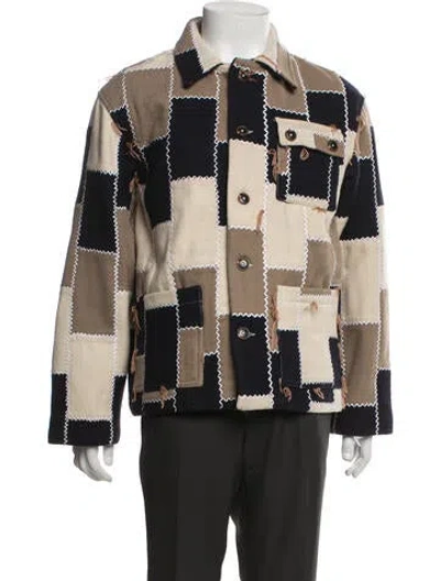 Pre-owned Bode Wool Patterned Jacket In Black