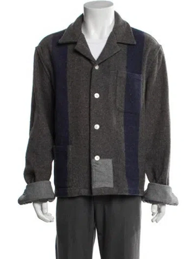 Pre-owned Bode Wool Patterned Jacket In Grey