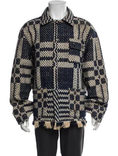 Pre-owned Bode Wool Plaid Print Denim Jacket In Blue