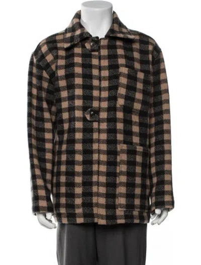 Pre-owned Bode Wool Plaid Print Jacket In Brown