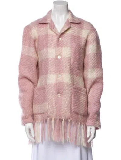 Pre-owned Bode Wool Plaid Print Jacket In Pink