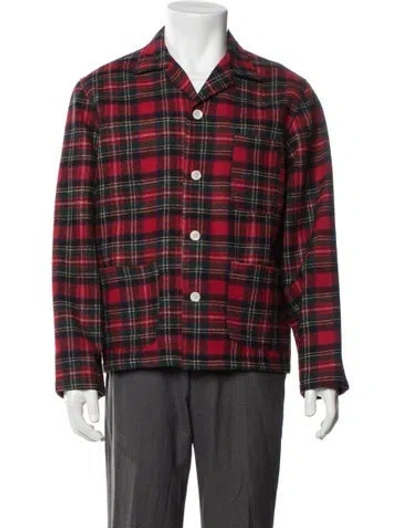 Pre-owned Bode Wool Plaid Print Jacket In Red