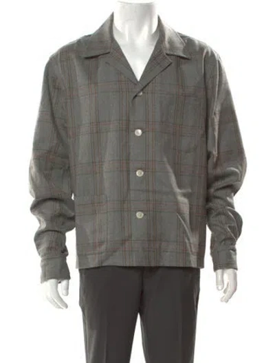 Pre-owned Bode Wool Plaid Print Shirt In Gray
