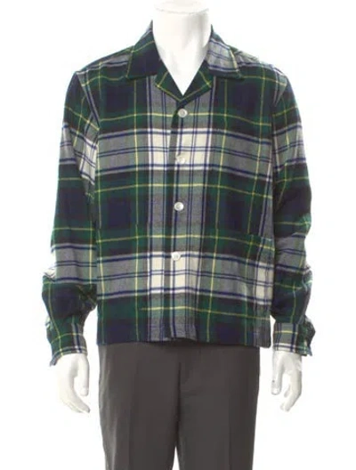 Pre-owned Bode Wool Plaid Print Shirt In Green