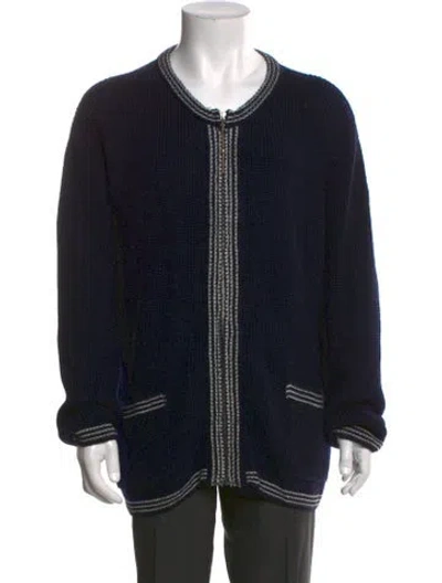 Pre-owned Bode Wool Scoop Neck Cardigan In Black