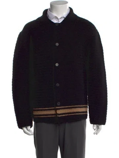 Pre-owned Bode Wool Striped Cardigan In Black