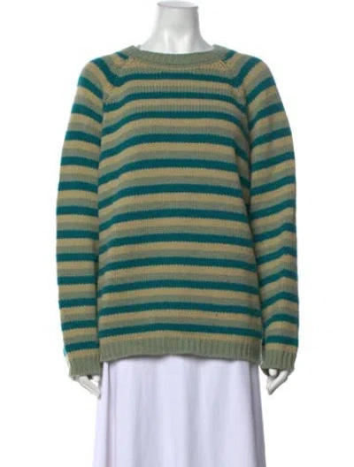 Pre-owned Bode Wool Striped Sweater In Blue/green
