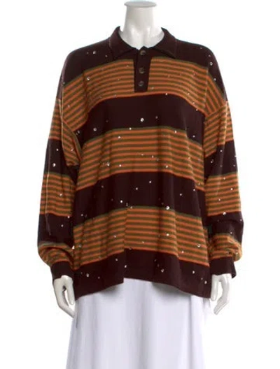 Pre-owned Bode Wool Striped Sweater In Brown