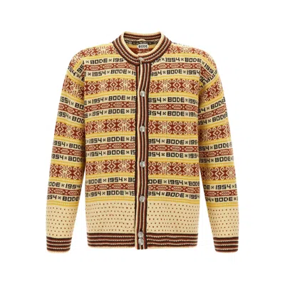 Bode Marzipan Jacquard-knit Wool Cardigan In Yellow