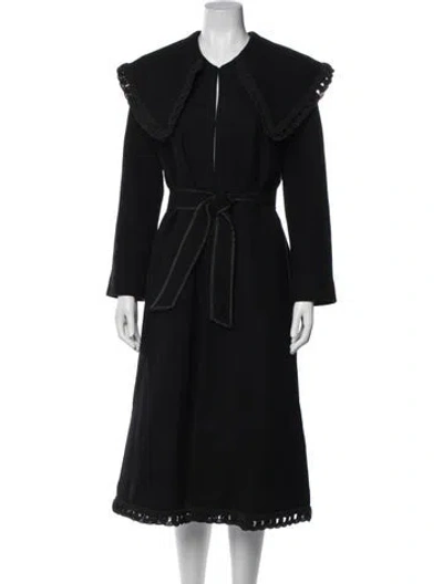 Pre-owned Bode Wool Trench Coat In Black