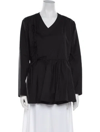 Pre-owned Bode Wool V-neck Blouse In Black