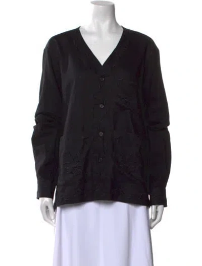 Pre-owned Bode Wool V-neck Blouse W/ Tags In Black