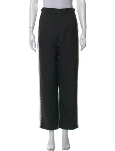 Pre-owned Bode Wool Wide Leg Pants In Black