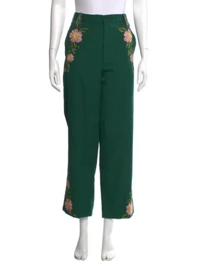 Pre-owned Bode Wool Wide Leg Pants In Green