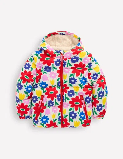 Boden Kids' Wattierter 2-in-1-mantel-bunt Pop-blume In Multi