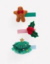 Boden 3 Pack Hair Clips Festive  In Brown