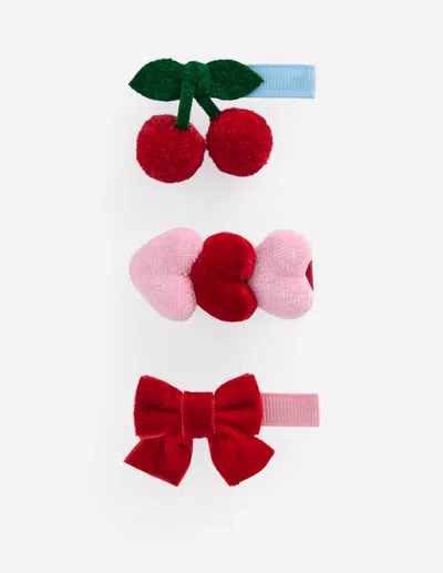 Boden Kids' 3 Pack Hair Clips Pretty Pink  In Red