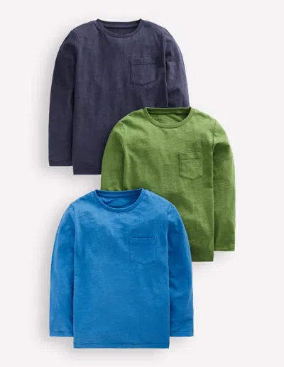 BODEN 3 PACK LONG SLEEVE T SHIRT BROCCOLI GREEN BLUES PACK BOYS BODEN