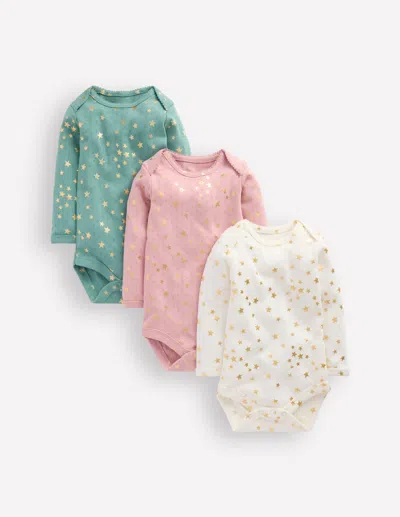 Boden Babies' 3 Pack Pointelle Bodies Multi Foil Stars