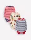 Boden 3 Pack Ribbed Bodies Oatmeal Marl Trains  In Multi