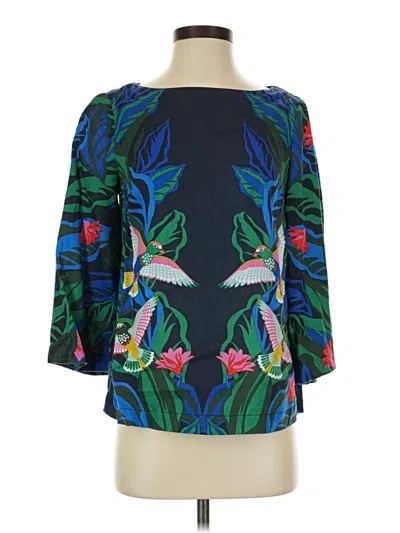 Pre-owned Boden 3/4 Sleeve Blouse In Blue