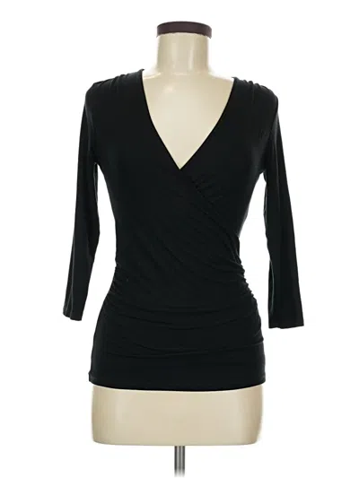 Pre-owned Boden 3/4 Sleeve Top Black Plunge Neckline Tops