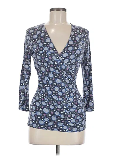 Pre-owned Boden 3/4 Sleeve Top Blue Plunge Neckline Tops