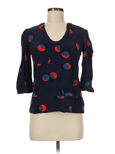 Pre-owned Boden 3/4 Sleeve Top Blue Scoop Neck Tops