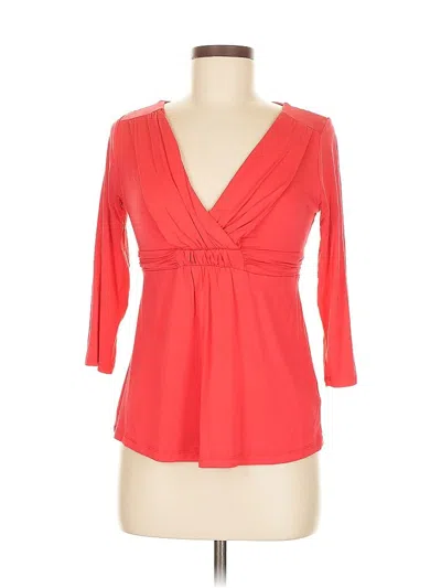 Pre-owned Boden 3/4 Sleeve Top Red Plunge Neckline Tops