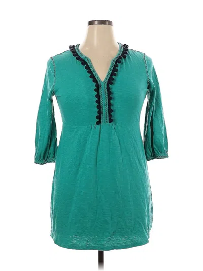 Pre-owned Boden 3/4 Sleeve Top Teal V Neck Tops In Blue